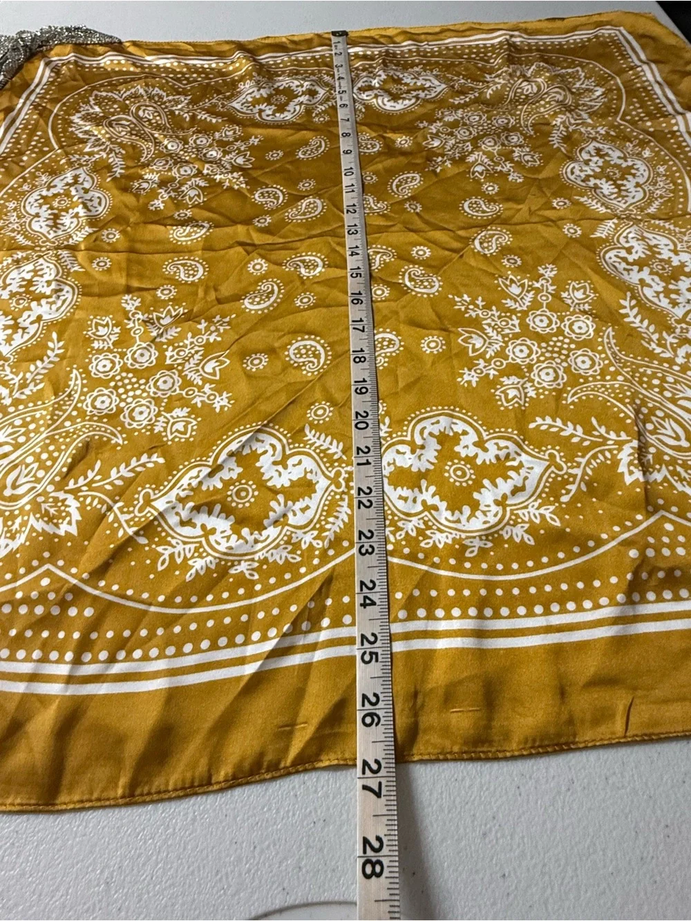 Rockstar Boho Gold Yellow Bandana Scarf Necklace w/ Rhinestone Fringe Cowgirl